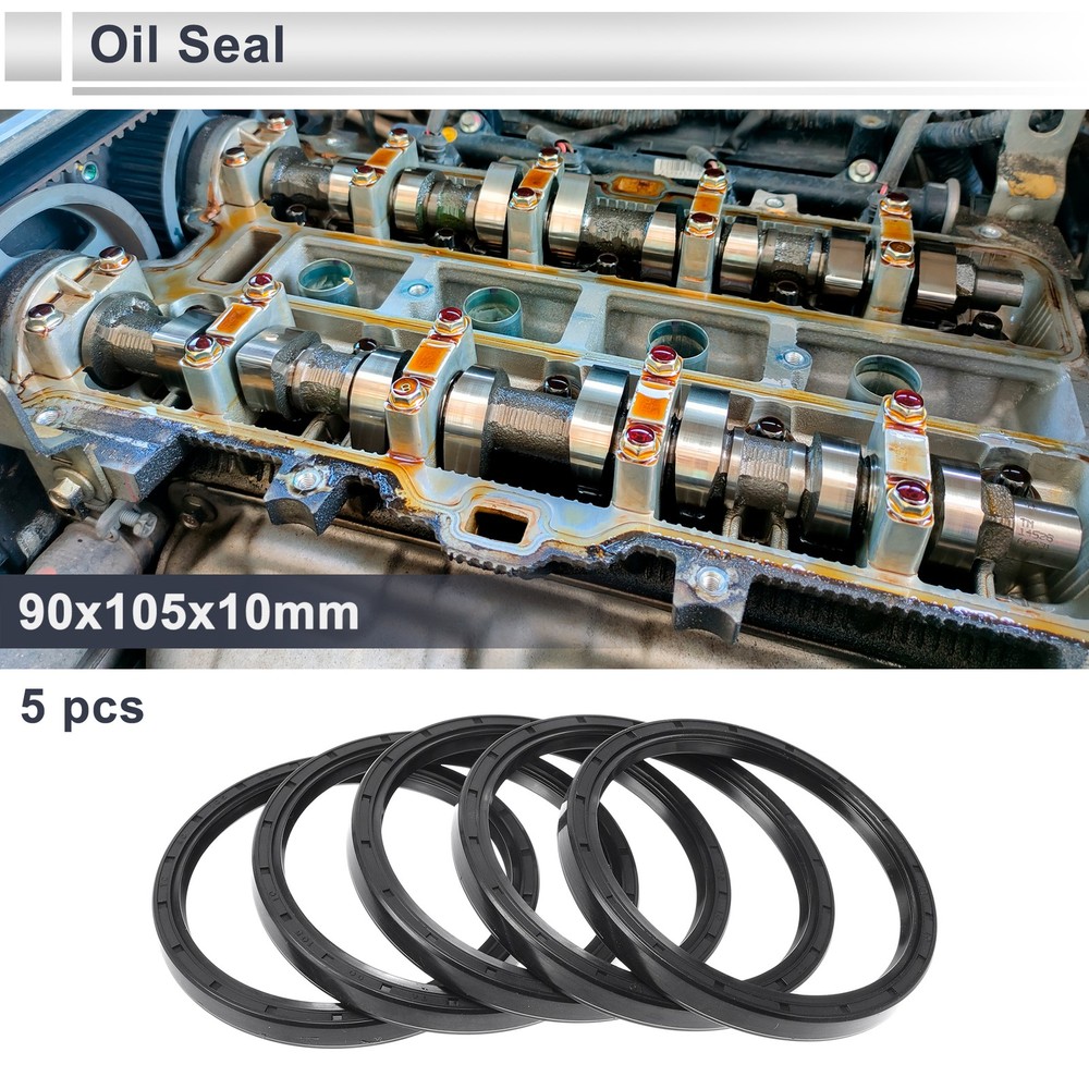 Oil Seal Seal Ring Rotary Shaft Seal Nitrile Rubber 90x105x10mm Black 5 Pcs