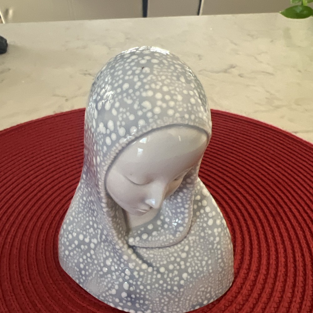 Artist Signed Vintage Madonna Virgin Mary Hand Painted Bust Statue Catholic 4.5