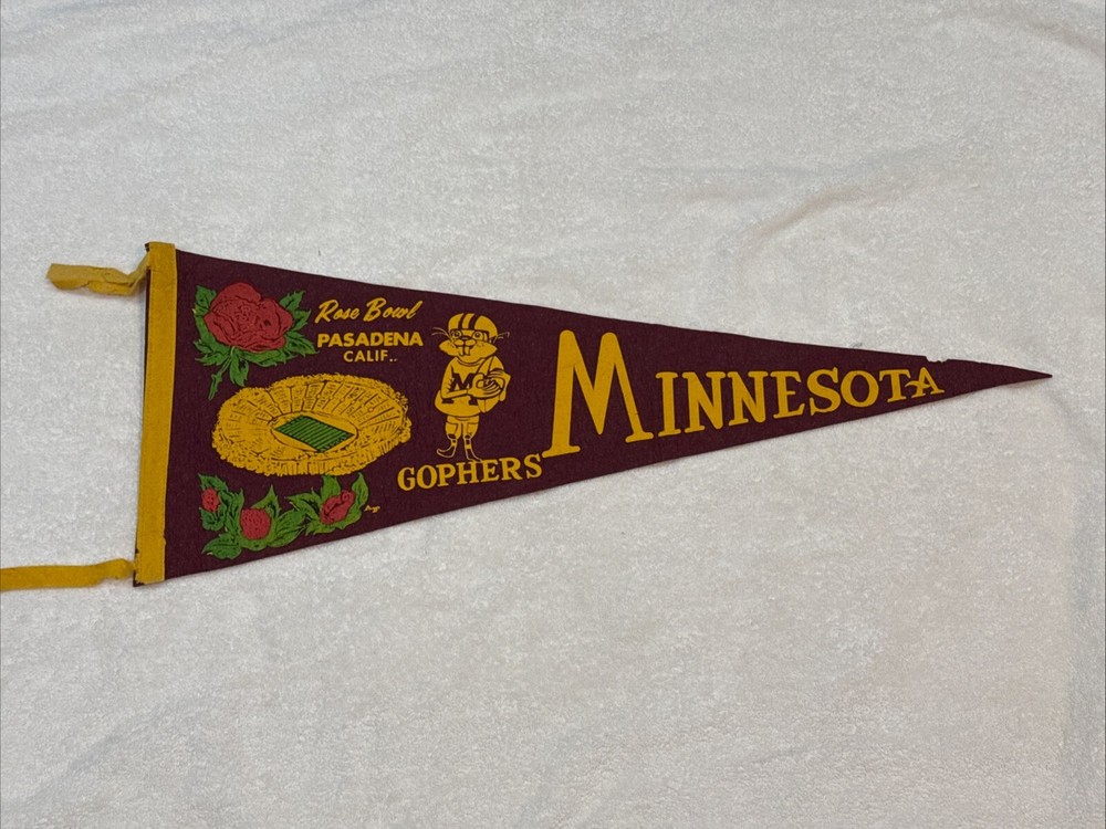 1960s Minnesota Gophers Rose Bowl Vintage Football Pennant 29 Inch