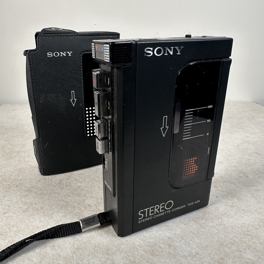 SONY Stereo Cassette-Corder TCS-430 original Leather Case As Is For Repair