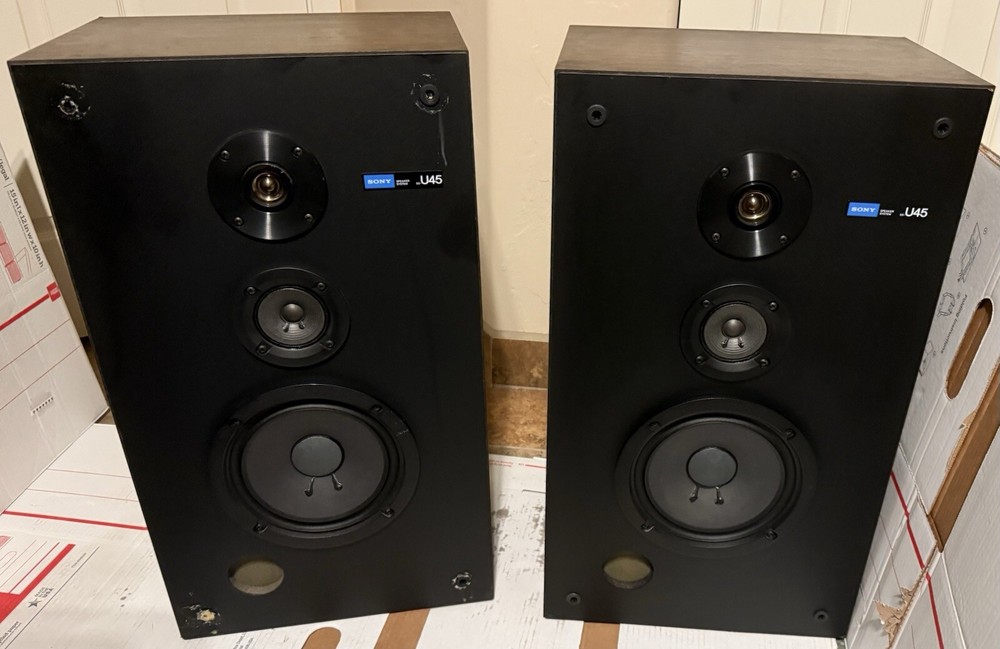 Vintage Sony SS-U45 3-Way Speakers Pair Tested Working Made in USA