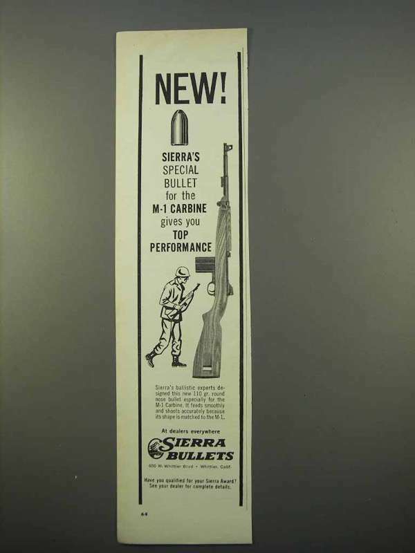 1963 Sierra Bullets Ad - Special Bullet for M-1 Carbine
