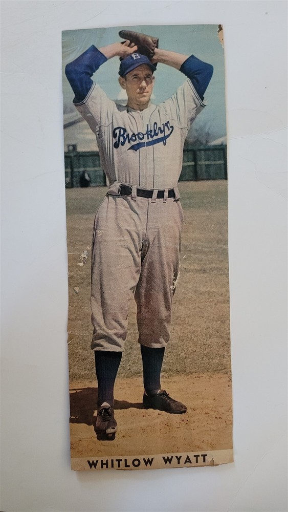 Vintage 1940 Colorfoto of Whitlow Wyatt Brooklyn Dodgers from NY Sunday Times Scrapbook
