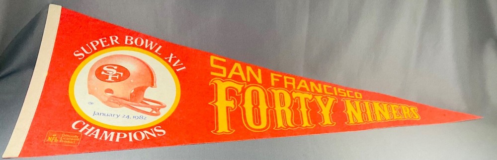San Francisco Forty-Niners 49ers Super Bowl XVI Champions Pennant 1982