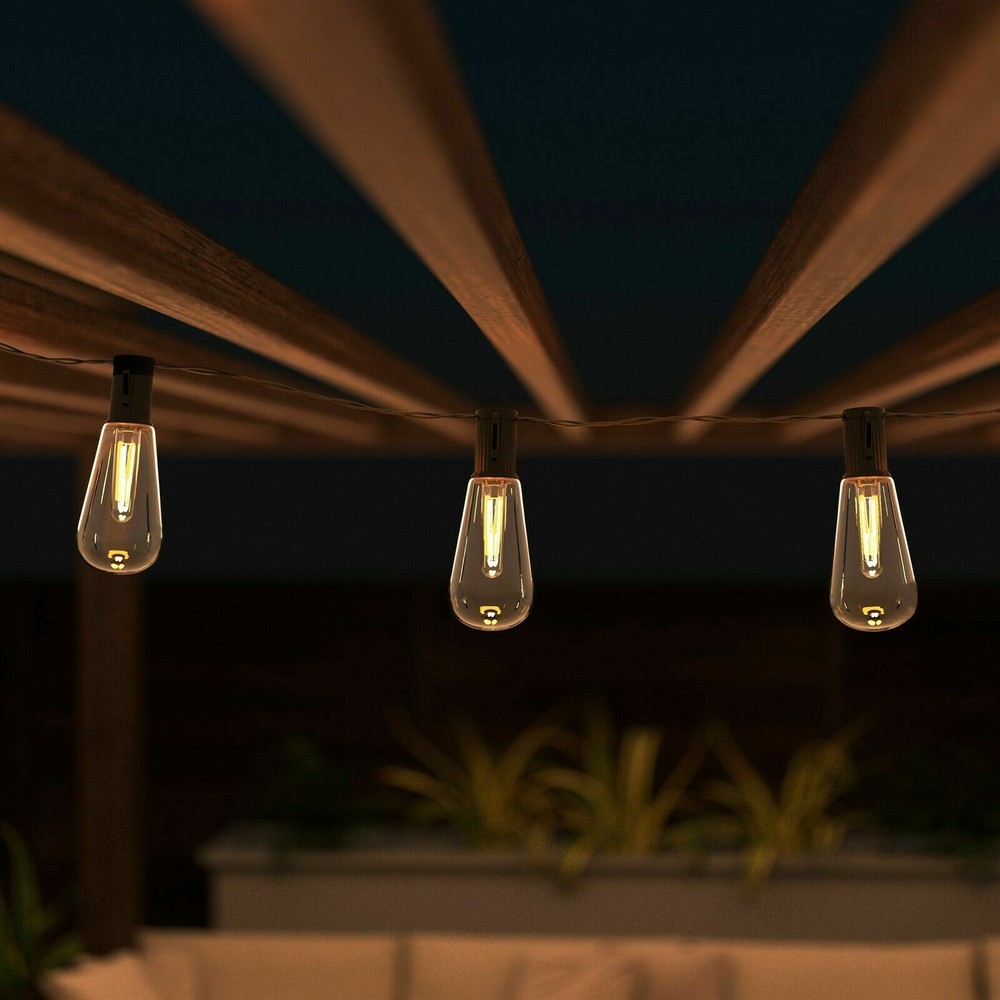Outdoor Solar String Lights Vintage 4 Inch Edison Bulbs 14.5 Feet Hang Lighting