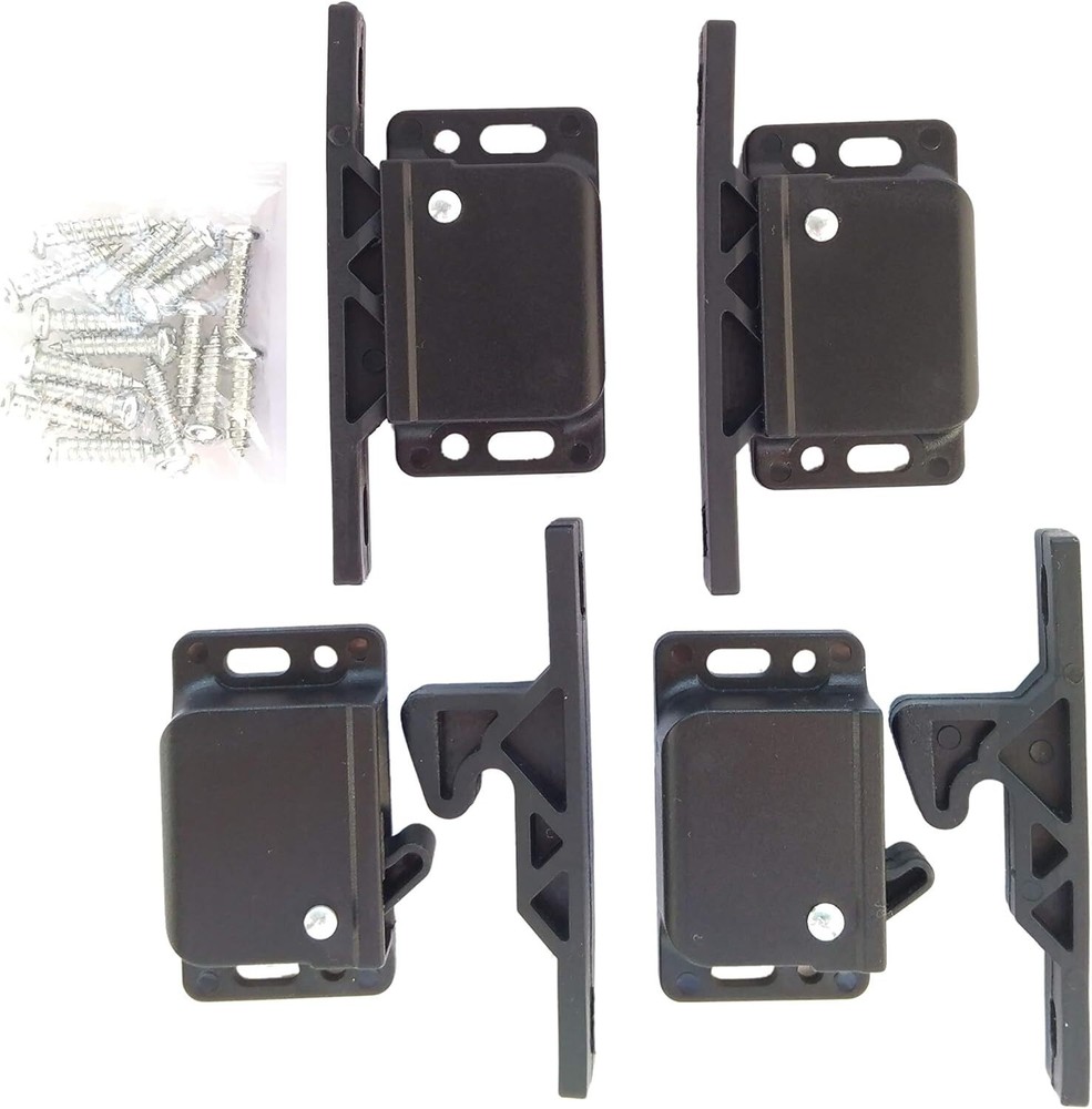 ABA Set of 4 Grabber Catches 10 LB Cabinet Push to Close Latch for RV Black-image