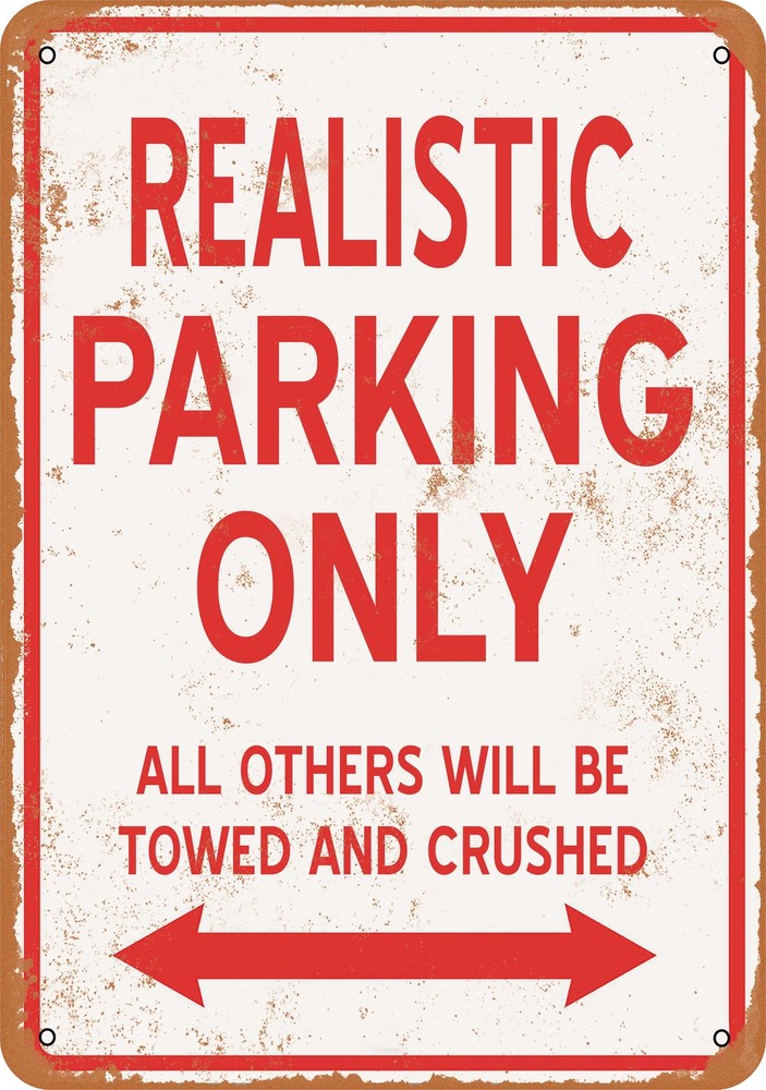Vintage Metal Parking Only Sign - Realistic Rustic Design