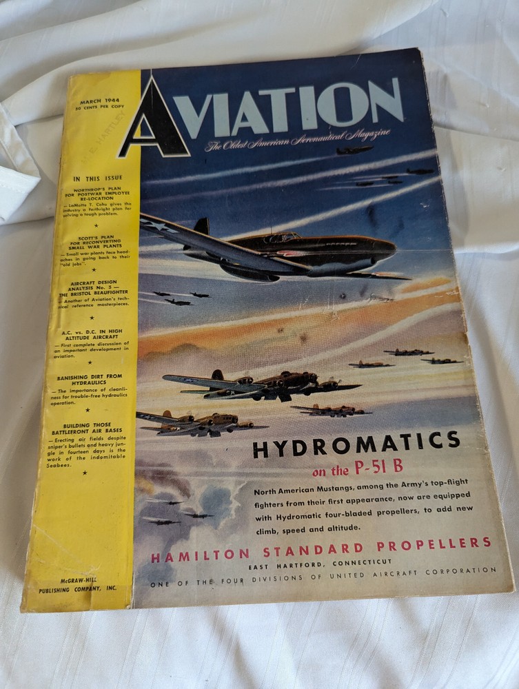 WWII Aviation Aeronautical Magazine March 1944 Hydromatics P-51B