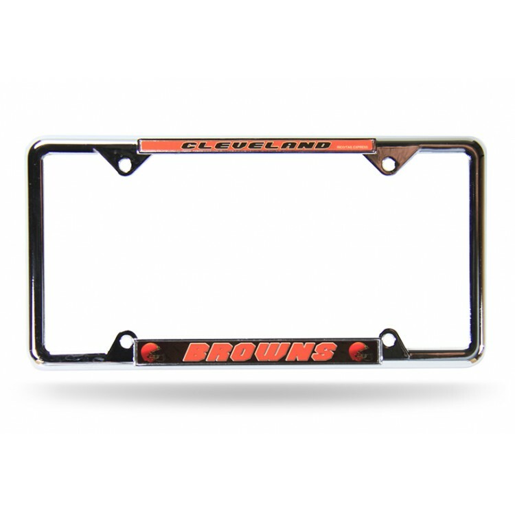 Cleveland Browns NFL logo thin chrome license plate frame USA made
