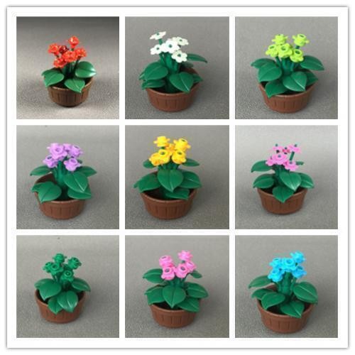 Mini Lego Flowerpot Set for City Diorama Floral Decor