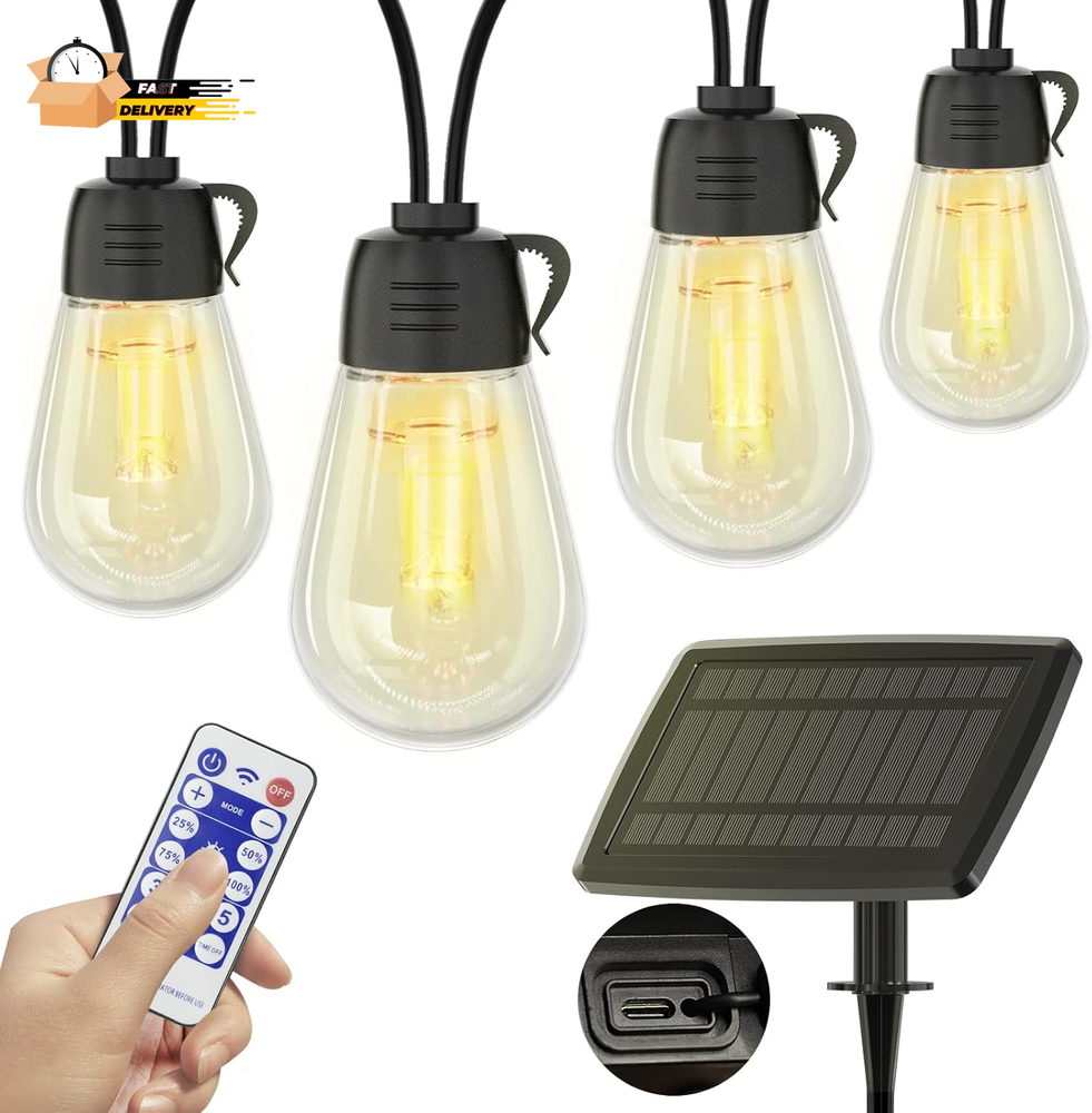49FT Solar String Lights Outdoor Waterproof, Solar String Lights for outside wit