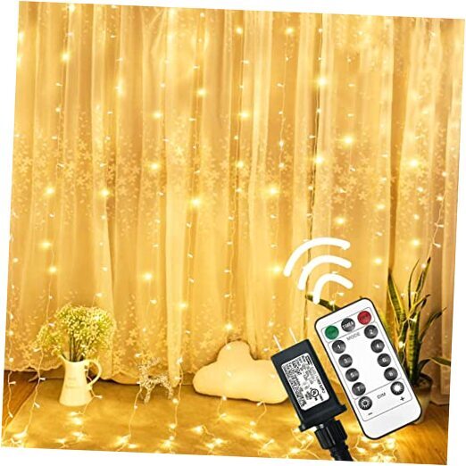6.6x9.8ft 300 LED Curtain Lights, Fairy String Lights with Warm White(9.8 ft)