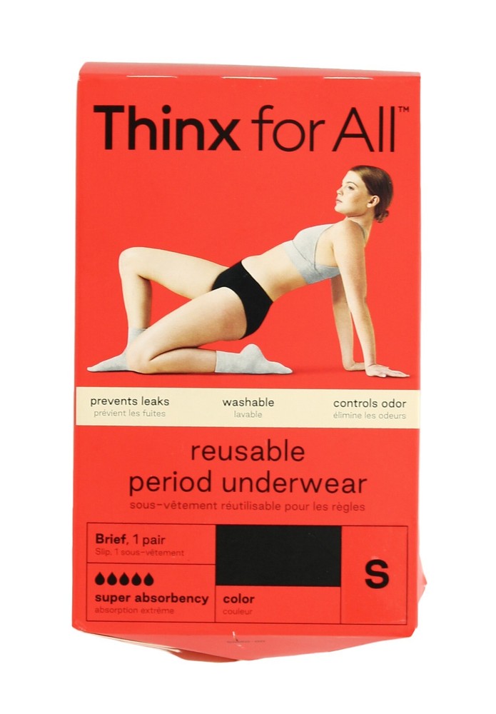 Thinx For All Period Underwear, Womens Reusable Briefs, Super Absorbency, Black