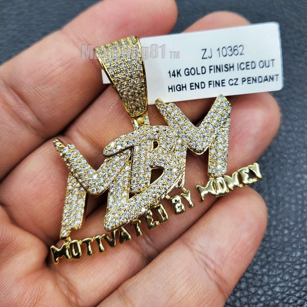 AAA Simulated Diamond Money Motif Hip Hop Gold Plated Pendant-image
