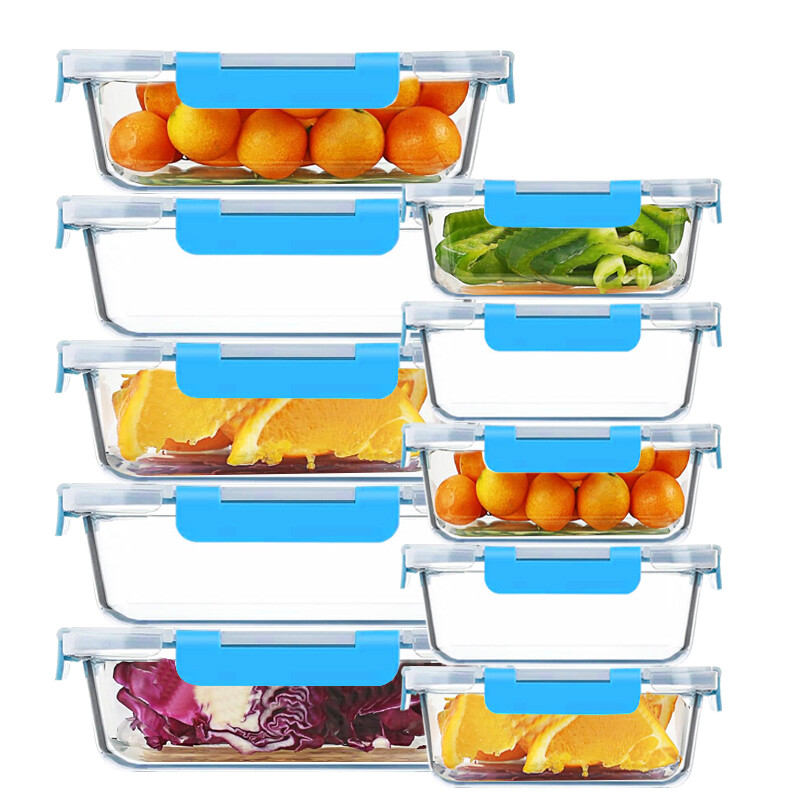 Microwave Safe Blue Airtight Food Storage Containers Set of 20