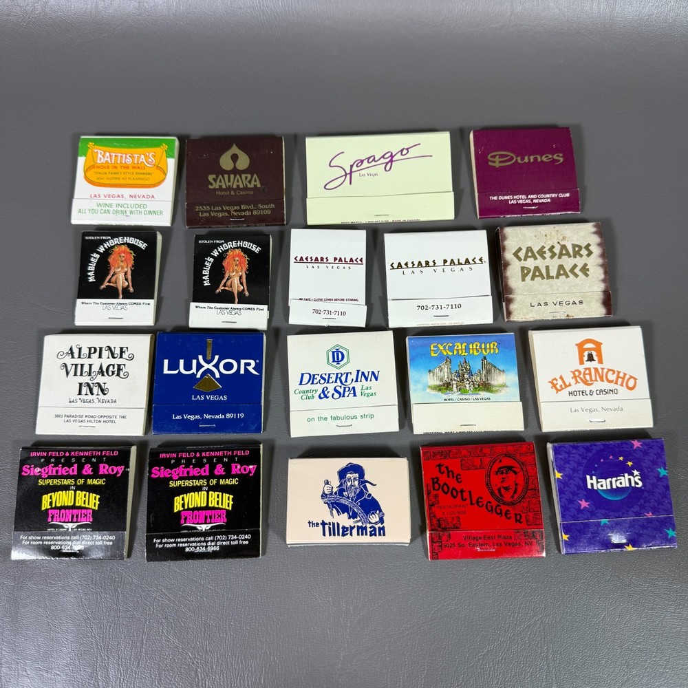 VTG Lot of 19 Matchbooks Unstruck Nevada Las Vegas The Strip Casinos Bars *READ