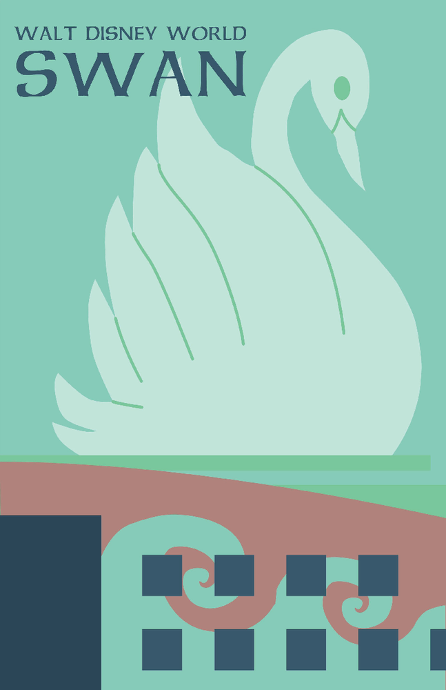 Walt Disney World Swan Hotel 13x19 Matte Poster Custom Art Print