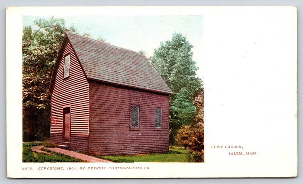 Old Antique Vintage Outdoor Postcard First Church Religious Salem Massachusetts