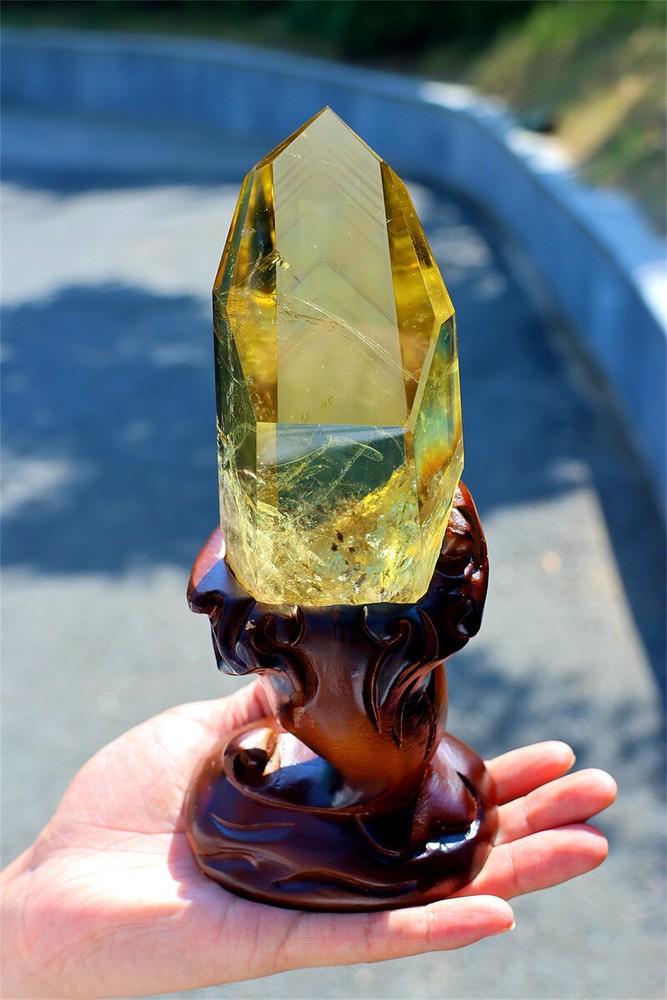 Natural 1.6LB Citrine Quartz Obelisk Reiki Crystal Wand Point