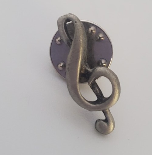 Treble Clef Lapel Pin Silver Tone Metal Music Note Brooch Music Teacher Gift