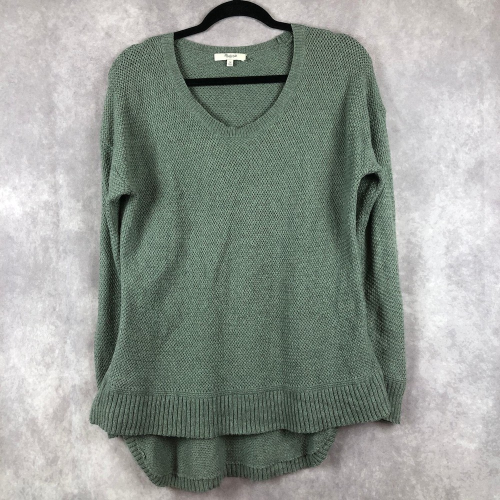 Madewell Sweater Tunic Womens Medium Green Knit Long Sleeve Casual Pullover