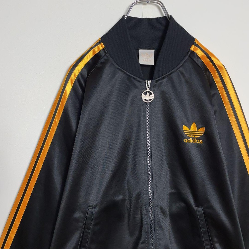 Super Rare Adidas 80S Descente Track Jacket Black Yellow