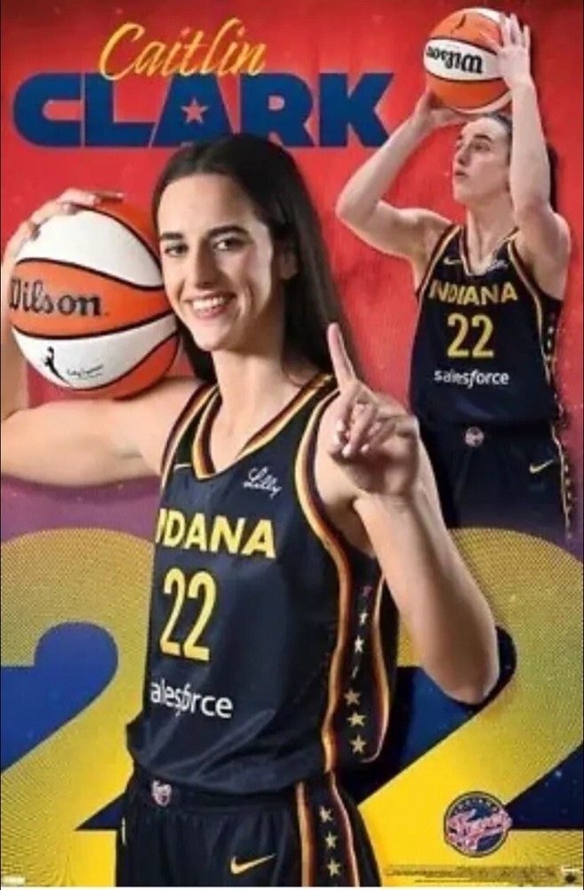 WNBA Indiana Fever Caitlin Clark 24 Costacos Poster + Bonus Random WNBA Cards