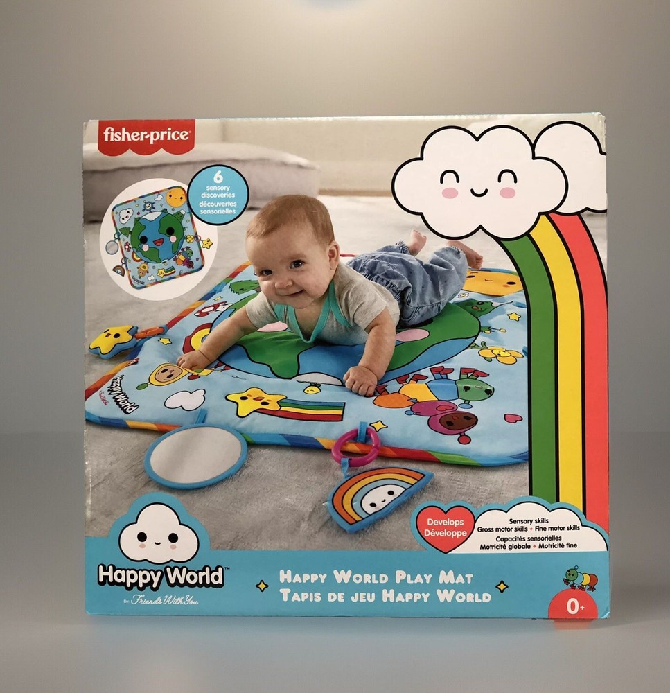 NEW Fisher Price Infants' Happy World Play Mat with 6 Sensory Discoveries
