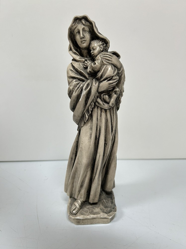 Vintage Abbey Press ST. MEINRAD Mary Baby statue RELIGIOUS Chalkware figure-image