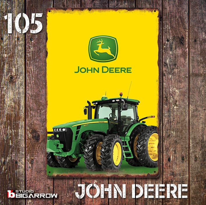Vintage John Deere Tractor Tin Metal Sign 20x30cm Garage Decor