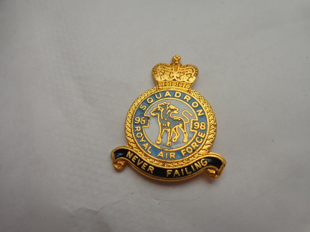 CLASSIC 96 SQUADRON RAF ROYAL AIR FORCE GOLD PLATED ENAMEL PLAQUE WW2 BADGE