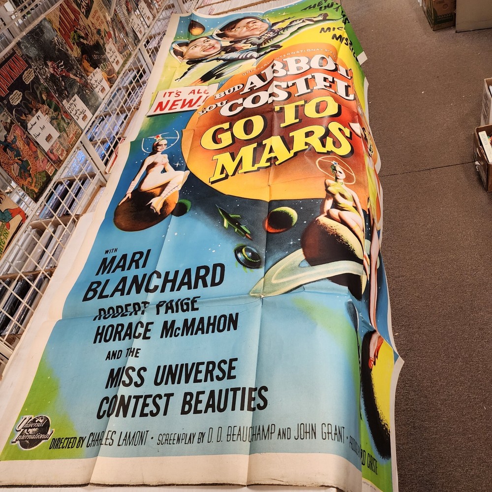 Rare Vintage 1953 Abbott & Costello Go To Mars 3 Sheet Authentic Movie Poster-image