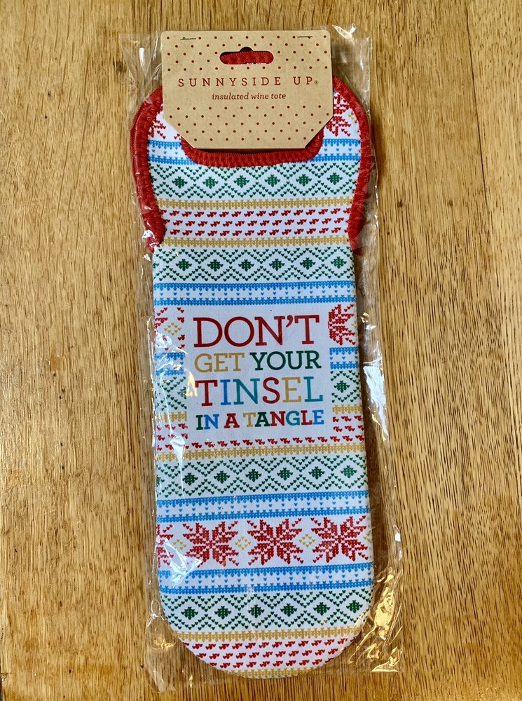 Festive Tinsel in a Tangle Insulated Wine Tote - Christmas Gift Bag for Wine Lovers  -image