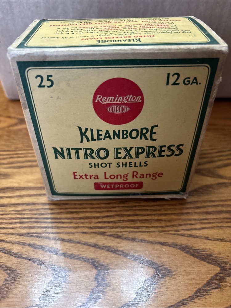 Vtg Remington Kleanbore Nitro EXpress ~ 12 Gauge Shotgun Shell Empty Box