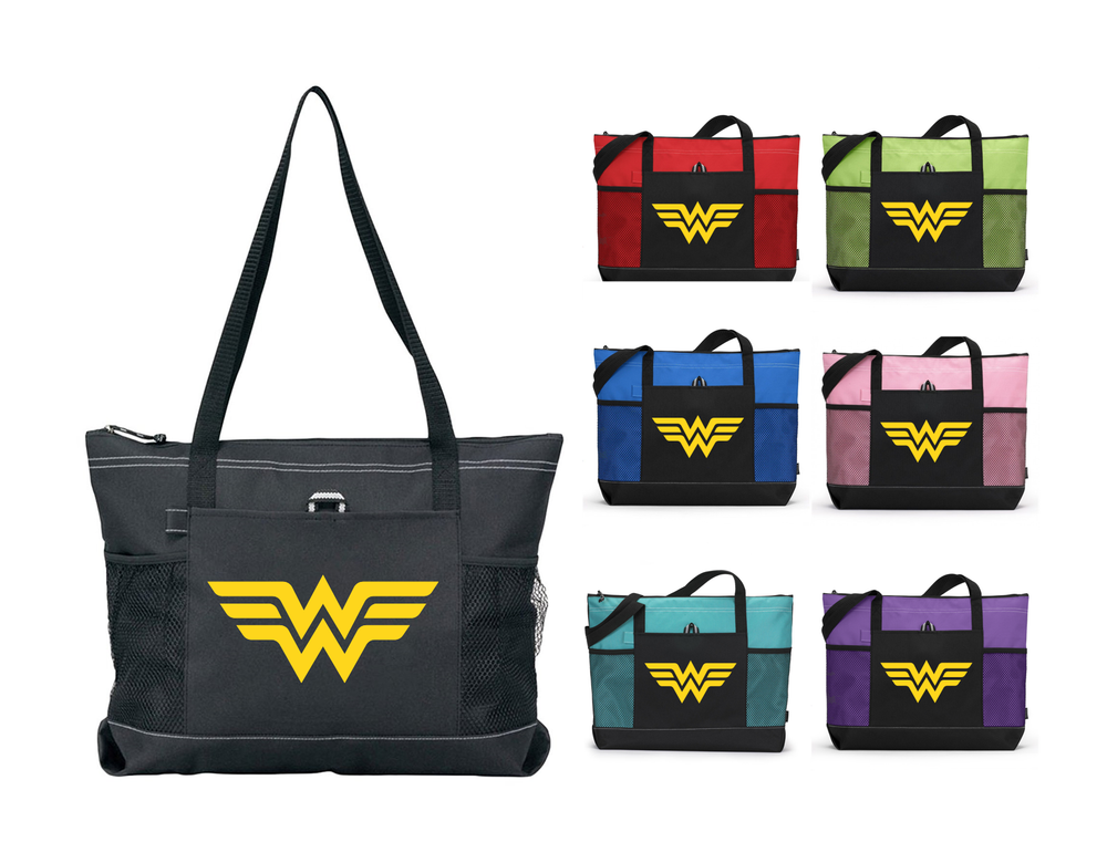 WONDER WOMAN CUSTOM TOTE PURSE TRAVEL OVERNIGHT DIAPER GYM SPORTS BAG SCHOOL ZIP