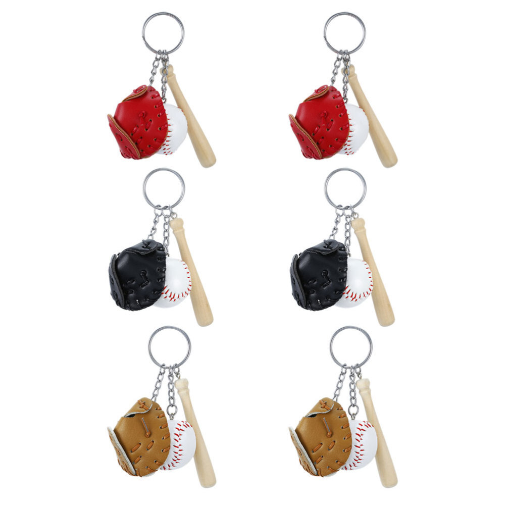 6 Pcs Baseball Keychain Bulk Sports Game Gift Car Pendant Child Dad