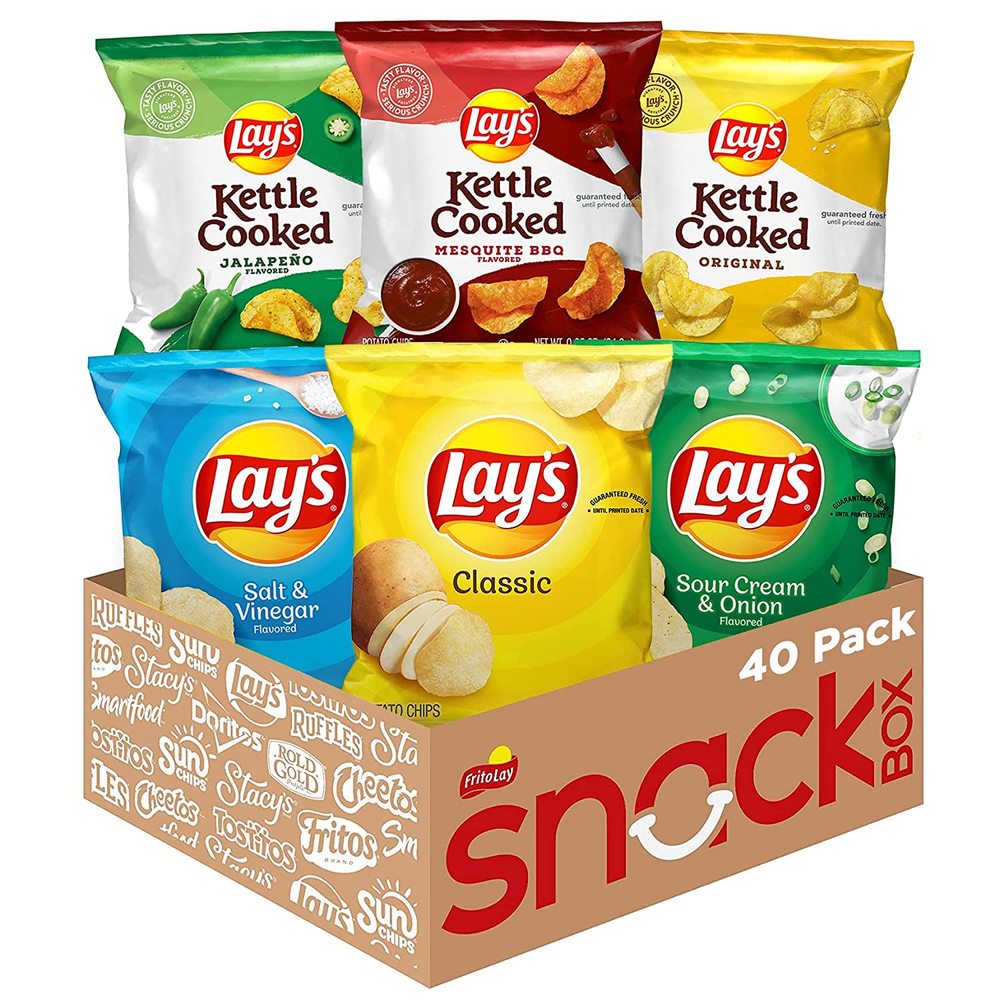 40ct Potato Chips Variety Pack with Regular & Kettle Cooked Snacks
