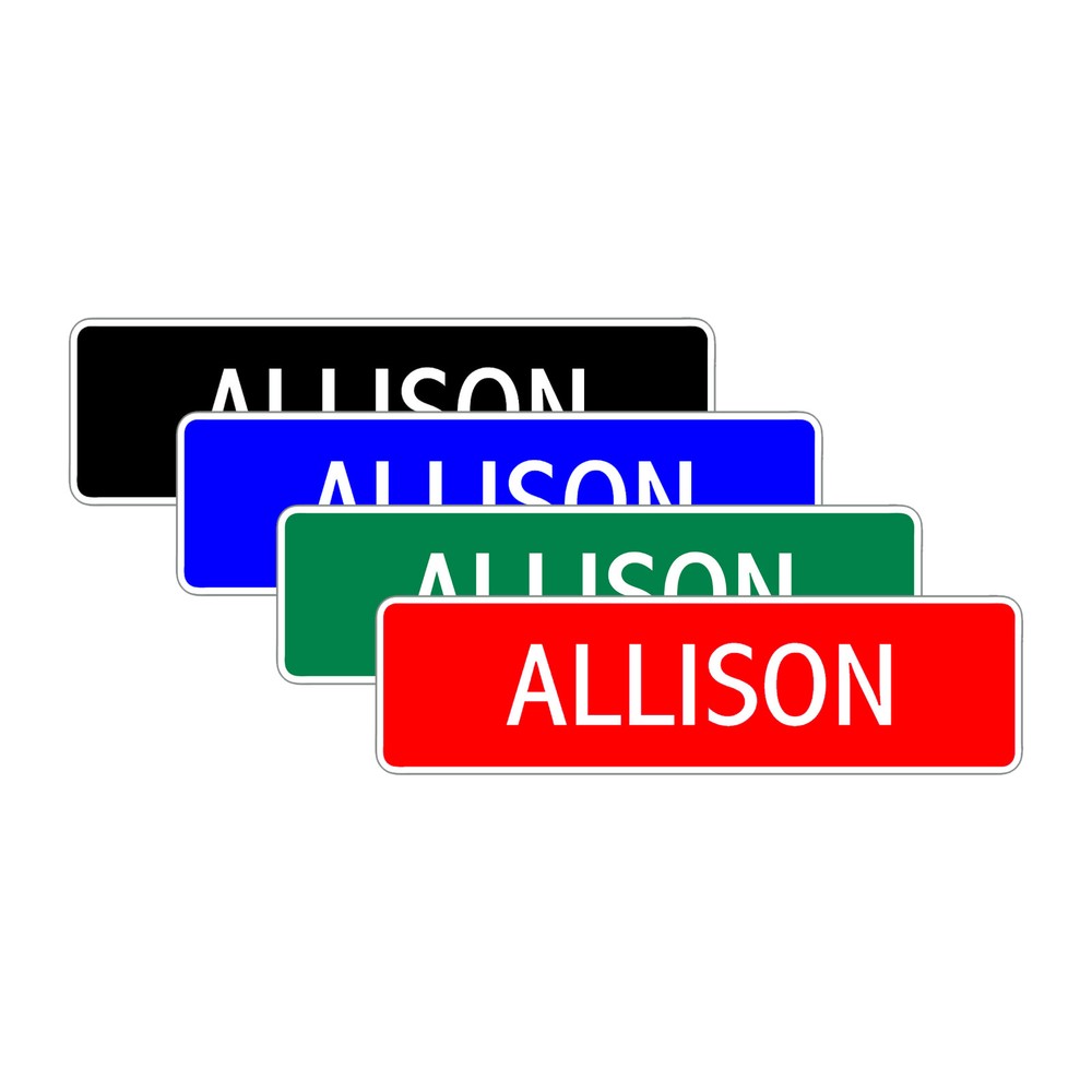 Allison Street Sign Aluminum Metal Wall Décor for Kids Room Home Personalised Name Gift Customizable Children's Wall Art