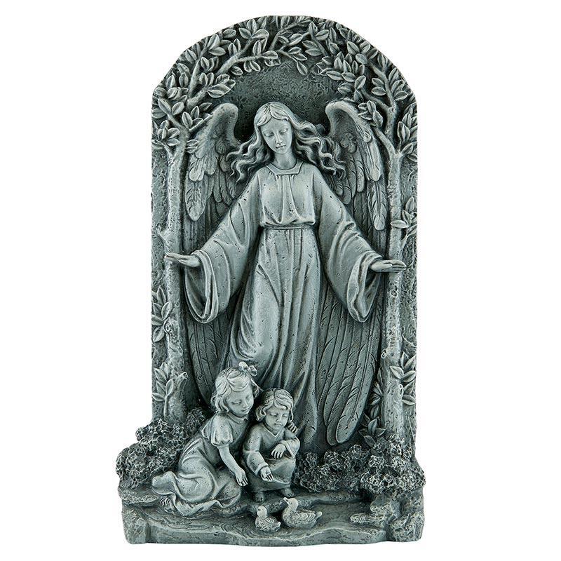 Guardian Angel Wall Plaque Stoneresin 12.5