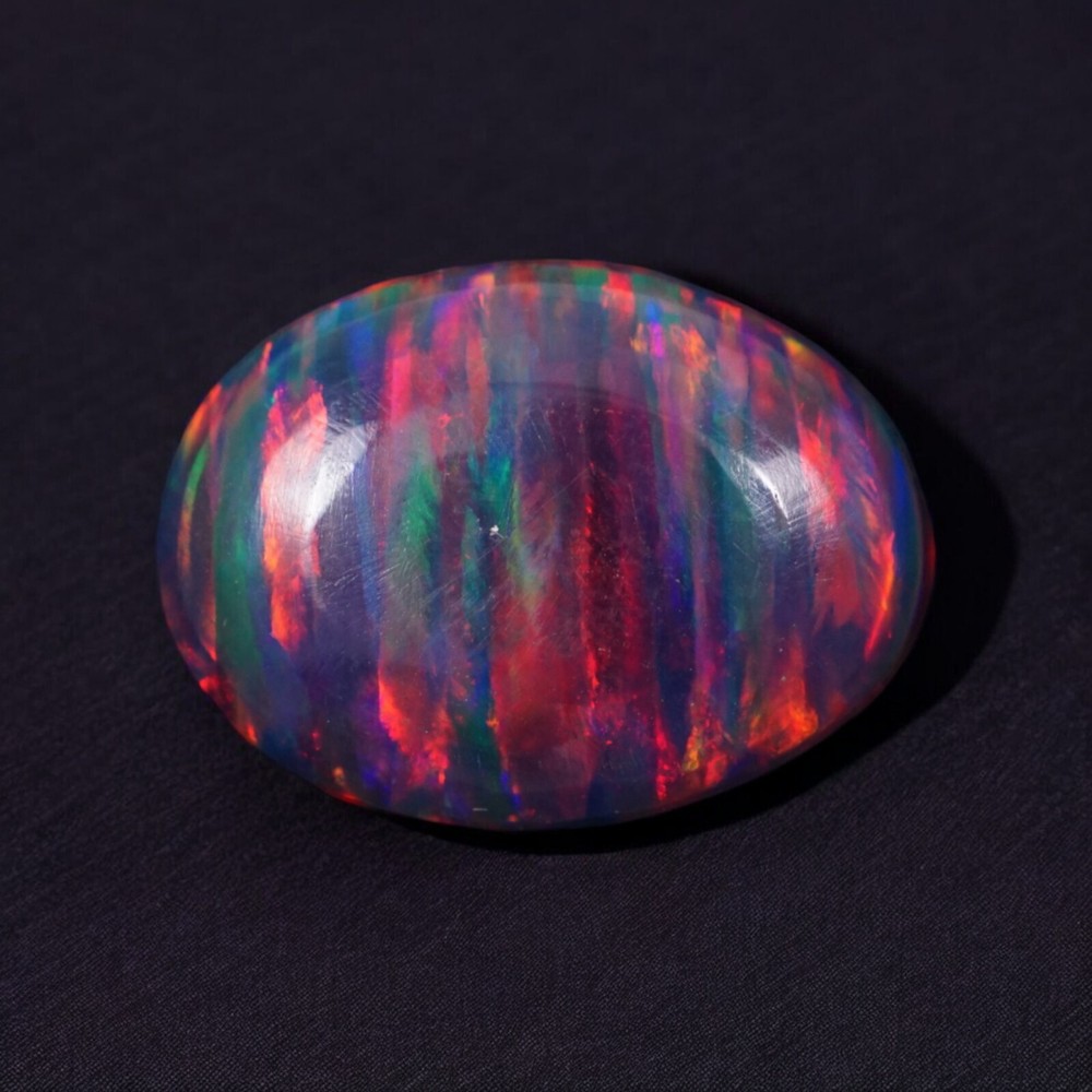 AAA+ Black Fire Opal Oval Cab 14x10mm 3.28ct Australian Loose Gemstone-image
