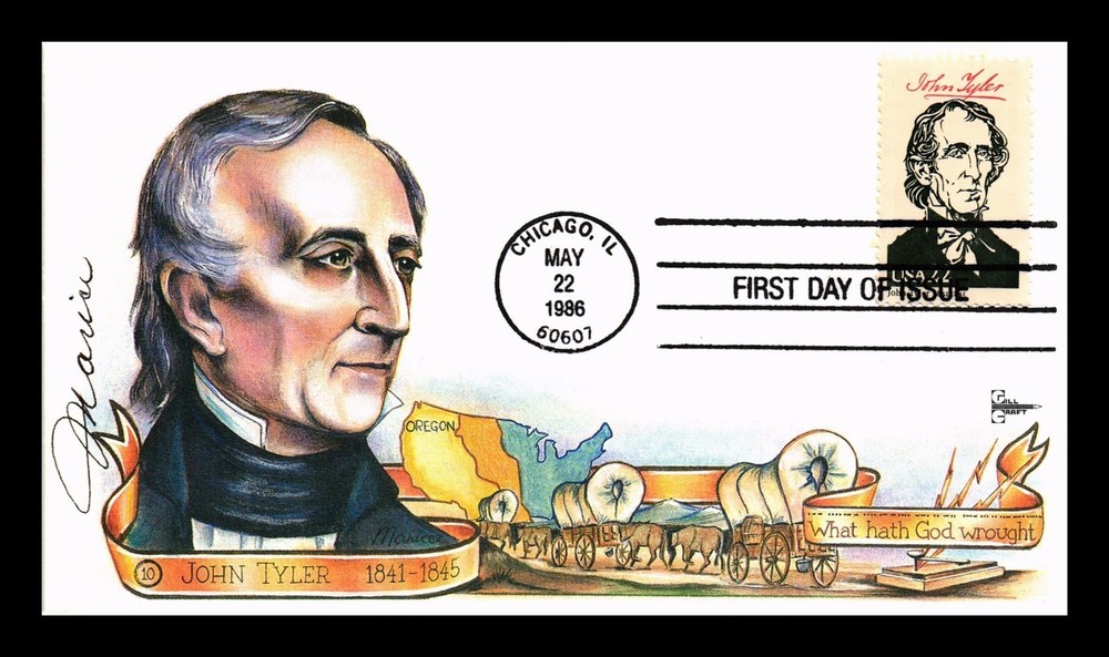 DR JIM STAMPS US COVER PRESIDENT JOHN TYLER FDC ALL OVER GILL CRAFT