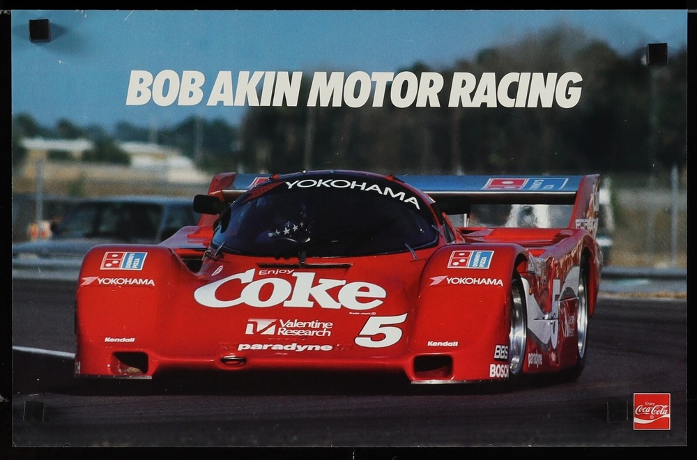 Vintage 1986 Coca-Cola Racing Poster Bob Akin IMSA 24 Hours Daytona