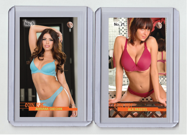 Adriana Chechik rare MH Coin Cut #'d x/3 Tobacco card no. 5