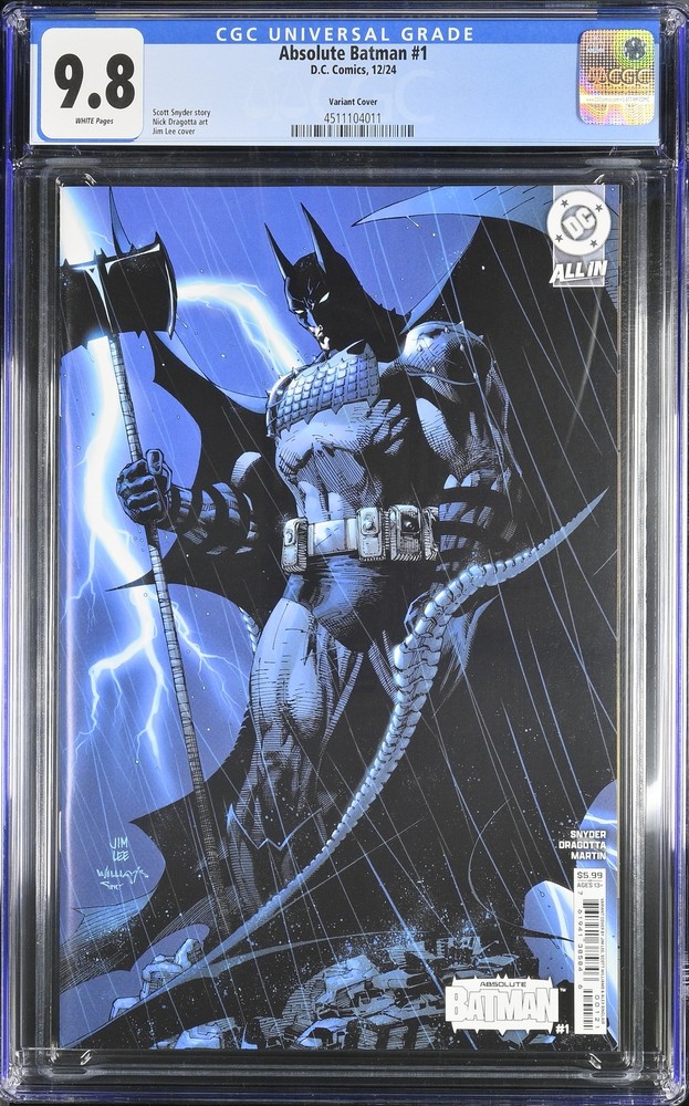 Absolute Batman 1 CGC 9.8 Jim Lee Variant Cover