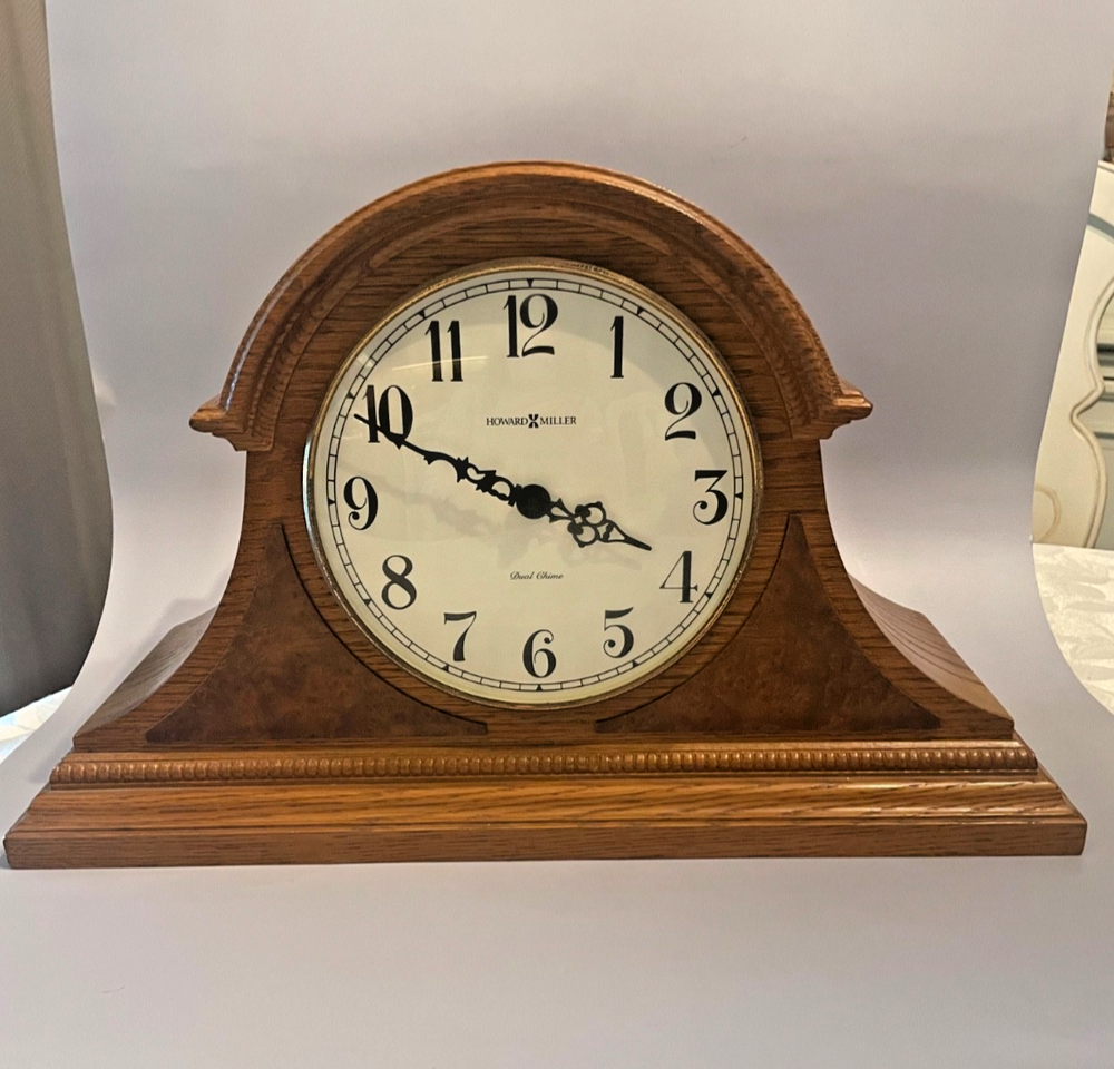 Howard Miller Oak Mantle Clock Model 630-120 Dual Chime Excellent!