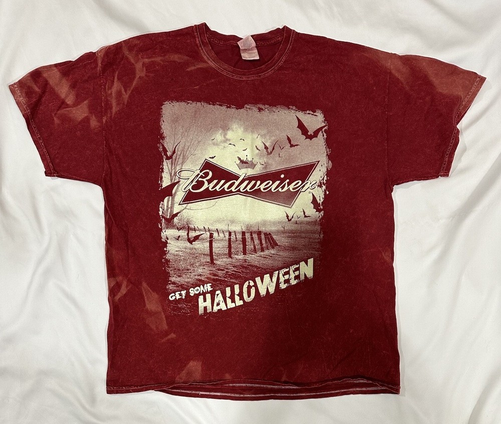 Рубашка Budweiser для Хэллоуина размер XL с графическим принтом минеральная стирка