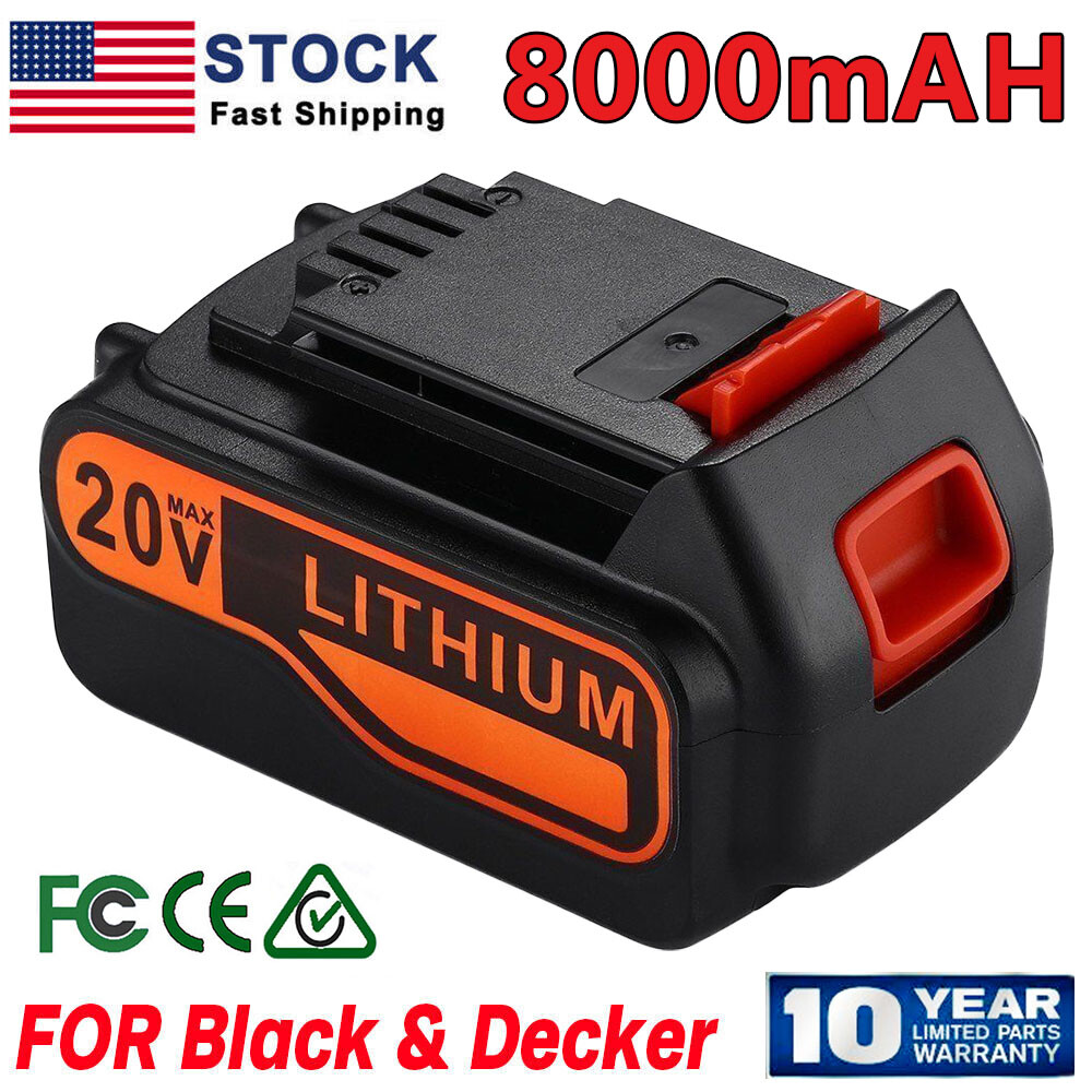 8.0AH Replacement Battery for Black+Decker LB2X4020 LBXR20 LBX20 20V Li-Ion