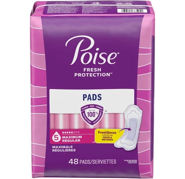 Poise Ultra Thin Postpartum Pads for Women with Moderate to Long Incontinence