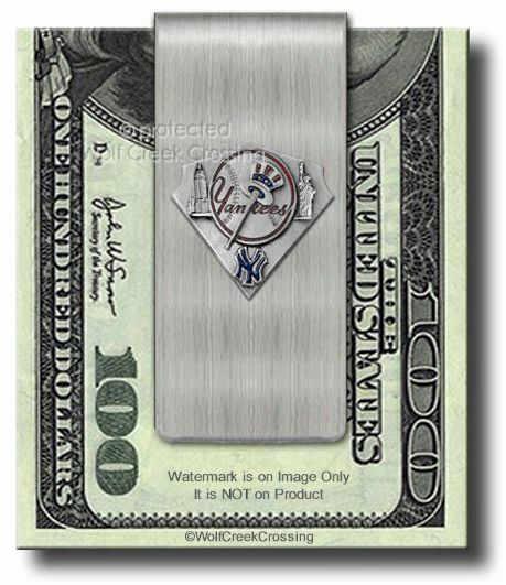 NEW YORK YANKEES STAINLESS STEEL MONEY CLIP BASEBALL HOT! GIFT DAD  FREE SHIP'