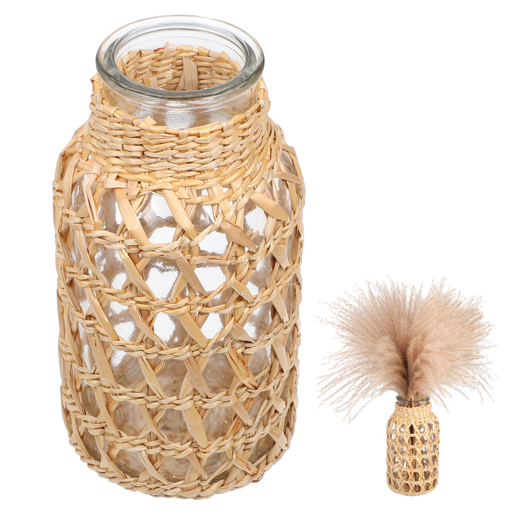 Woven Flower Vase Rattan Vases for Flowers Glass Unique Office